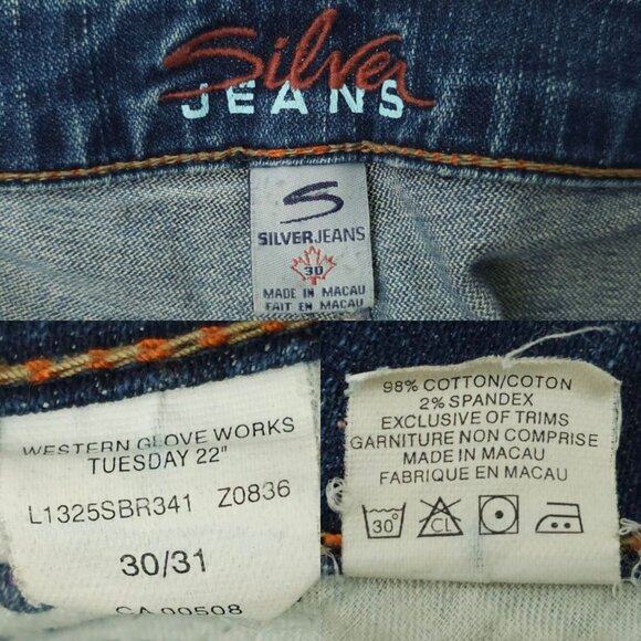 Silver Jeans Tuesday Flare Denim READ Womens 30x30.5 Low Rise Distressed - Picture 8 of 16